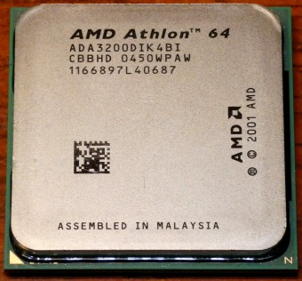 AMD Athlon 64 3200+ CPU (ADA3200DIK4BI CBBHD 0450WPAW) Malaysia 2001